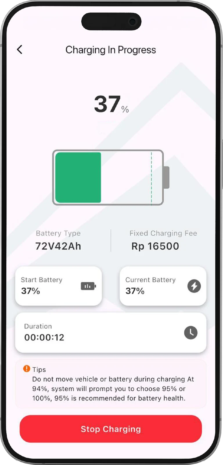 Contoh layar status aplikasi Wedison